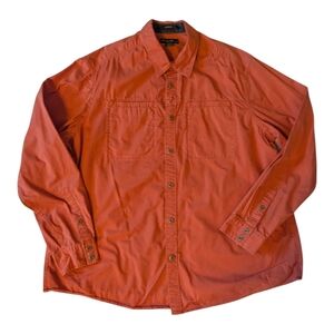 Rare Eddie Bauer #7352 Cotton Relaxed Fit Burnt Orange Button Up Shirt Men's XXL